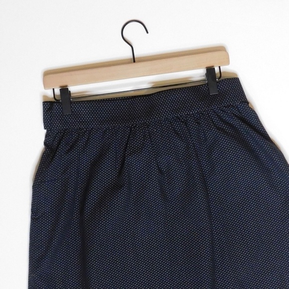 TIBI Navy Blue & White Pleated Swiss Dot Skirt Tie Waist Polka Dot Size 10 - Picture 8 of 13